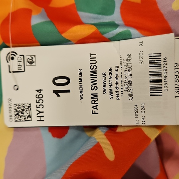💕FARM RIO x ADIDAS💕 Farm Swimsuit ~ Pearl Citrine 10 NWT - Picture 16 of 16